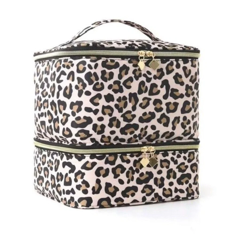 Double Layer Cosmetic Storage Box With Detachable Nail Polish Organizer